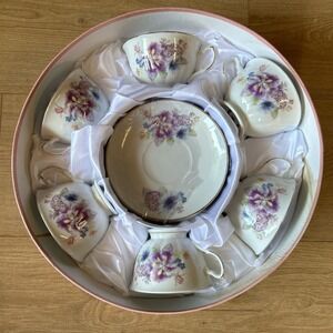 Golden Star Imports Italian Design Set of 6 Floral Tea Cup and Saucer